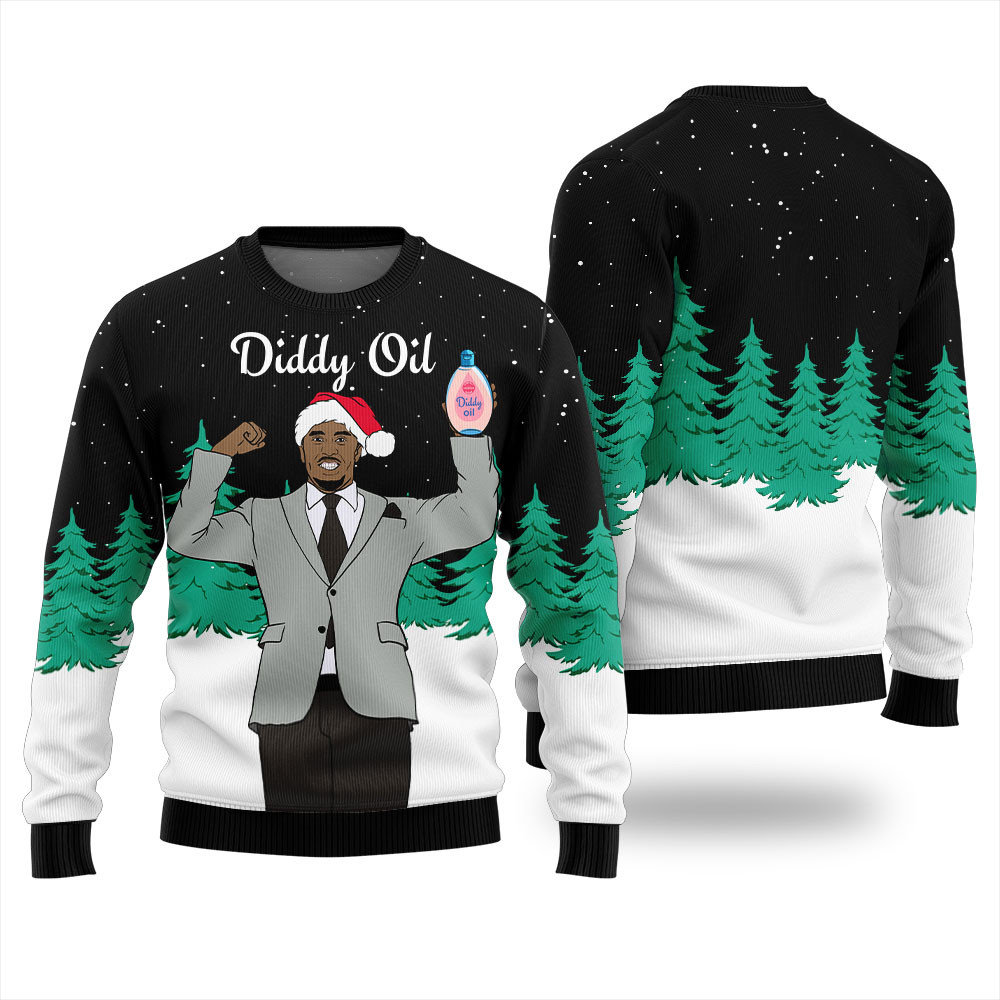 Diddy Oil Ugly Christmas Sweater Warm and Comfy Sweater for Winter Days