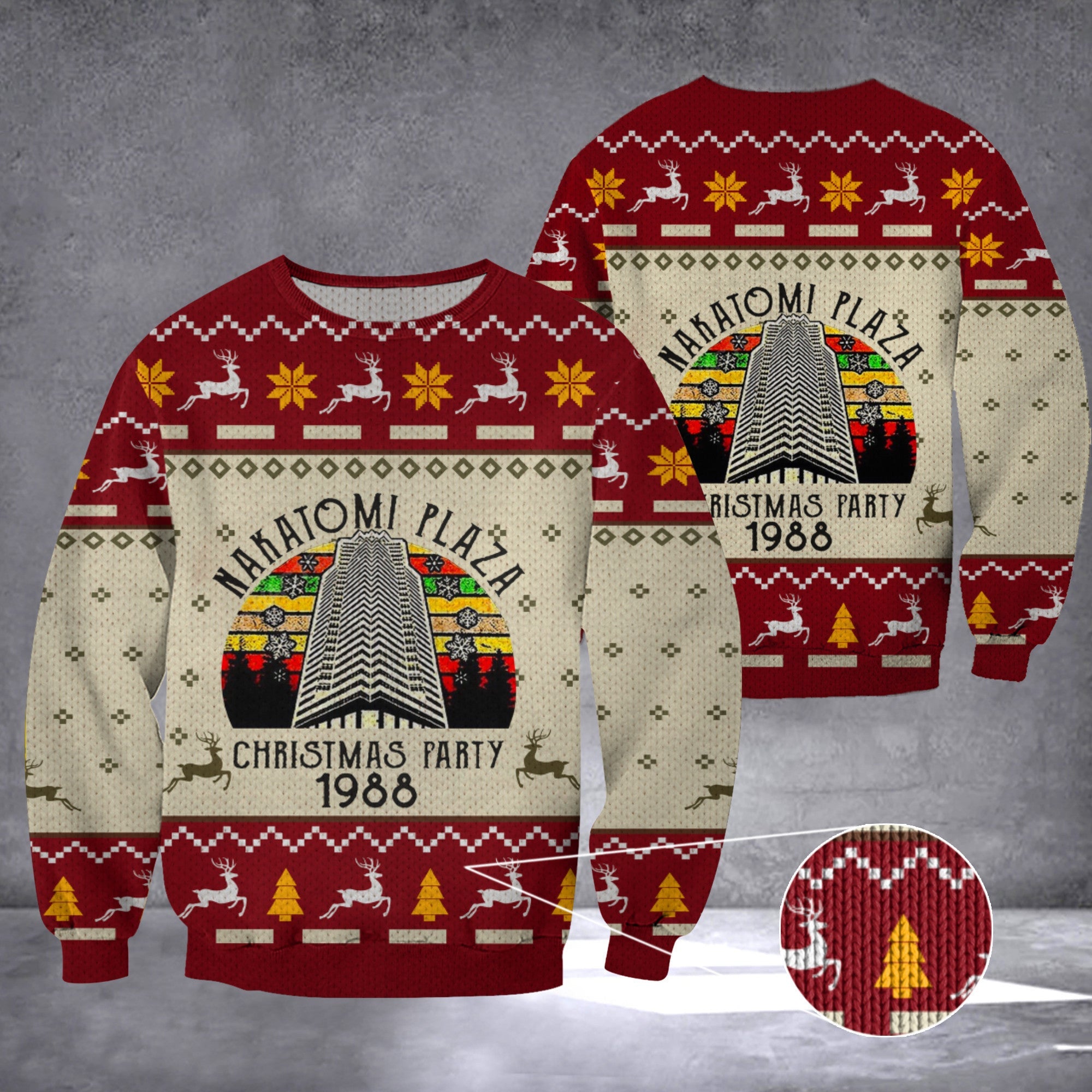 Die Hard Ugly Christmas Sweater Nakatomi Plaza Christmas Party 1988 Sweater Clothing Die Hard Ugly Christmas Sweater Nakatomi Plaza Christmas Party 1988 Sweater Clothing