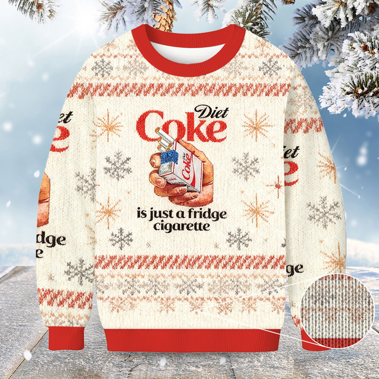 Diet Coke Is Just A Fridge Cigarette Christmas Ugly Sweater Christmas Gifts For Smokers