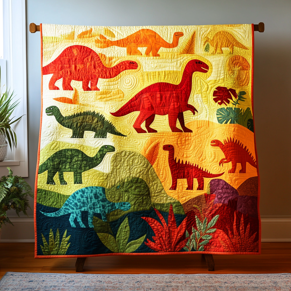 Dino Cuddle Quilted Blanket Cool Throw Blanket Gifts For Dinosaur Lovers