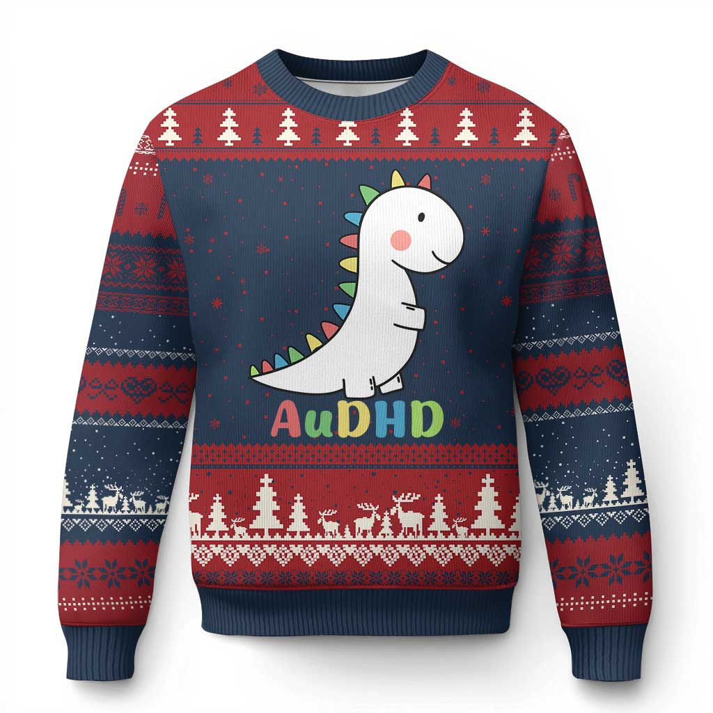 Dinosaur AuDHD Ugly Christmas Sweater ADHD Awareness Gift For Your Children