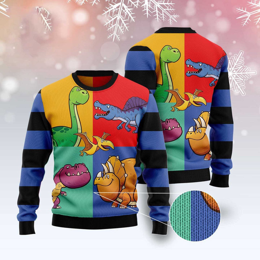 Dinosaur Color Ugly Christmas Sweater Funny Ugly Christmas Sweater Xmas Gifts