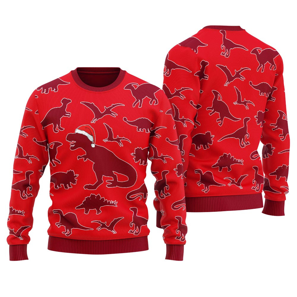 Dinosaur Mens Ugly Christmas Sweater Meaningful Holiday Gift Merch to Show You Care