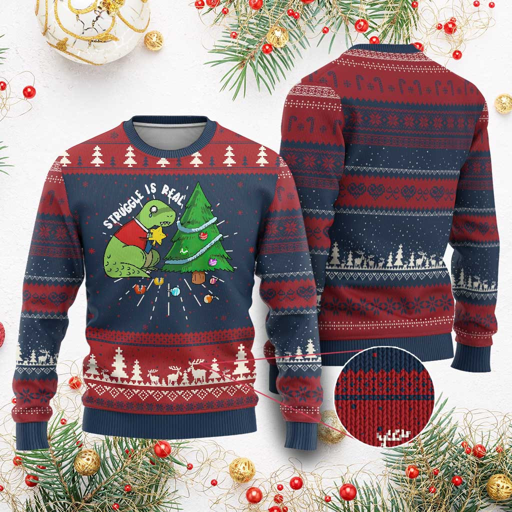 Dinosaur Struggle Is Real Ugly Christmas Sweater Cute Xmas Presents For Grandchildren