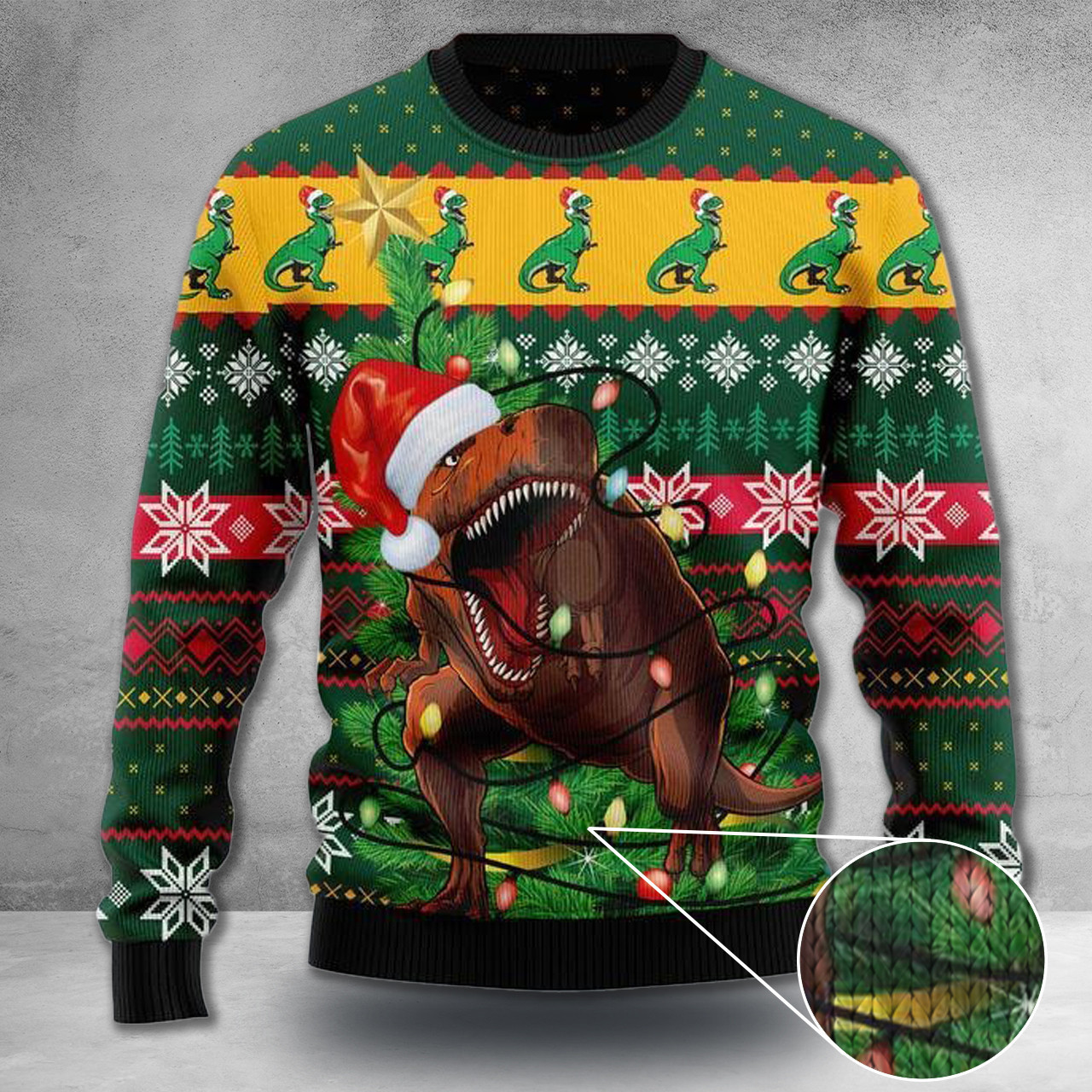 Dinosaur Ugly Christmas Sweater Men's T-Rex Christmas Sweater Gift