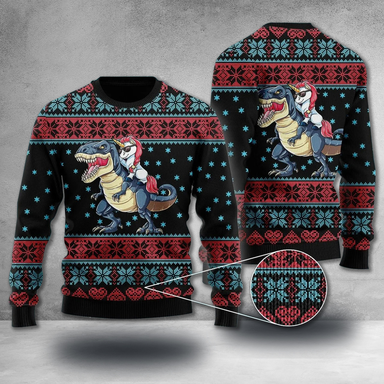 Dinosaur Ugly Christmas Sweater Santa Riding Dinosaur Sweater Gifts For Dude