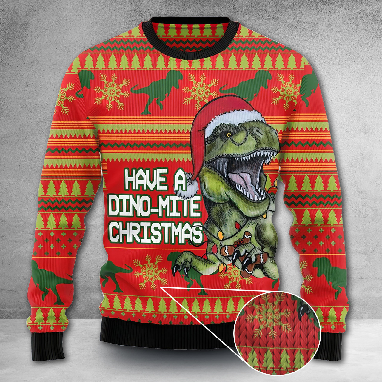Dinosaur Ugly Sweater T-Rex Christmas Sweater Have A Dino Mite Christmas Clothing