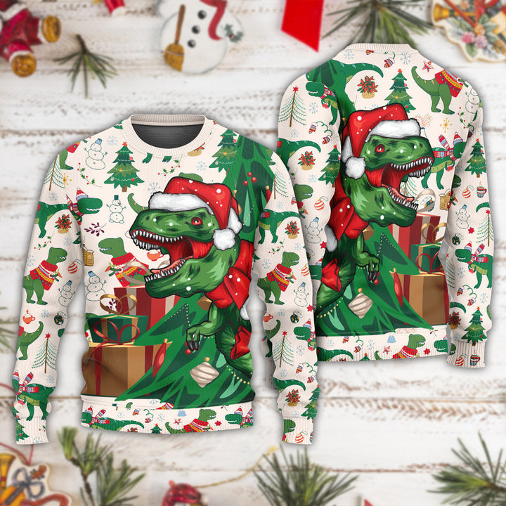 Dinosaurs T Rex Ugly Christmas Sweater Unique Xmas Clothing Gifts For Dinosaur Lovers