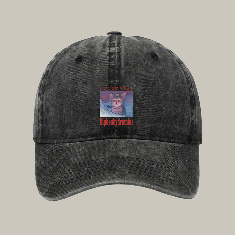 Diphenhydramine Cat Funny Meme Washed Cap Funny Dad Hats Christmas Gifts For Him