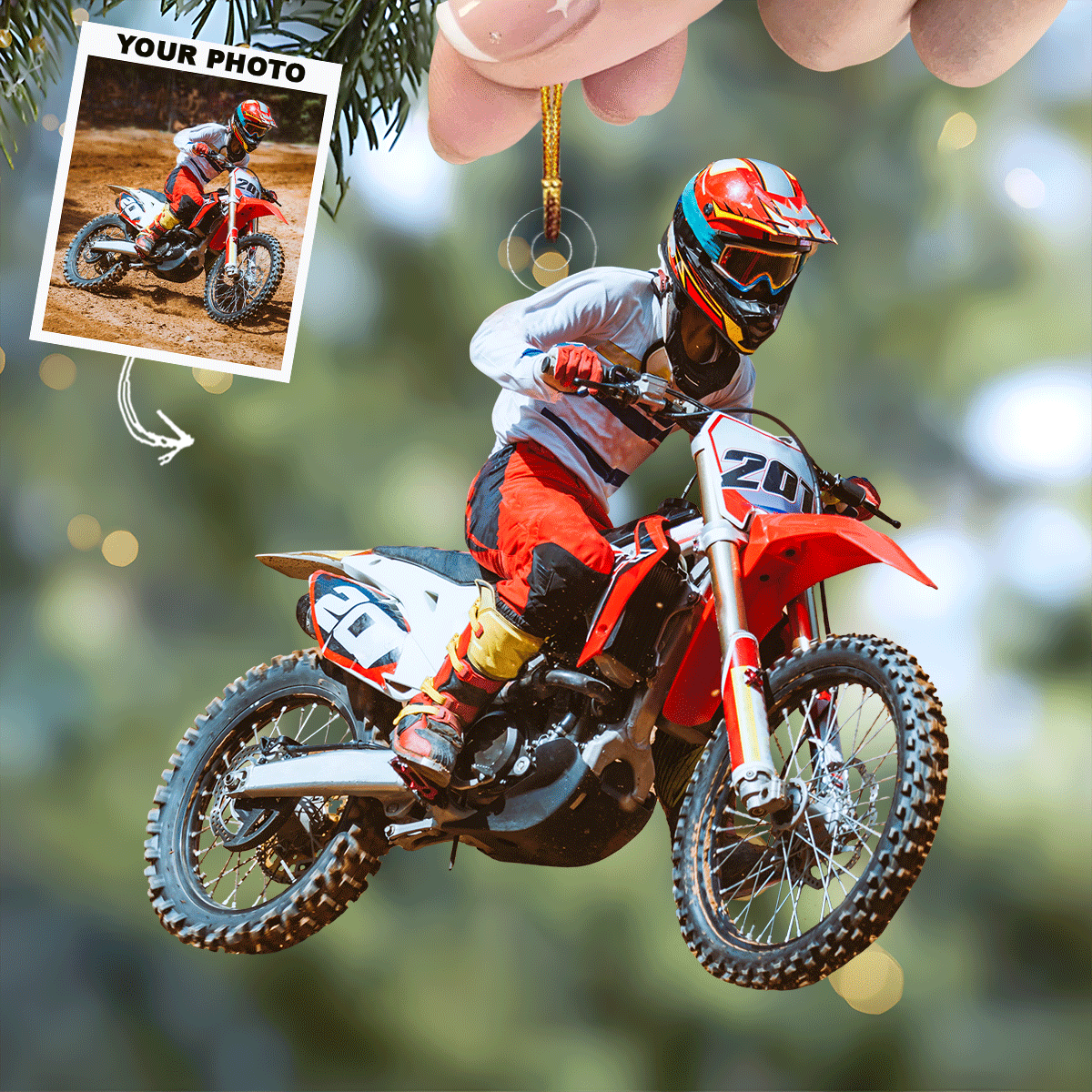 Dirt Bike Delight Personalized Photo Mica Ornament Christmas Gift For Sports Lovers