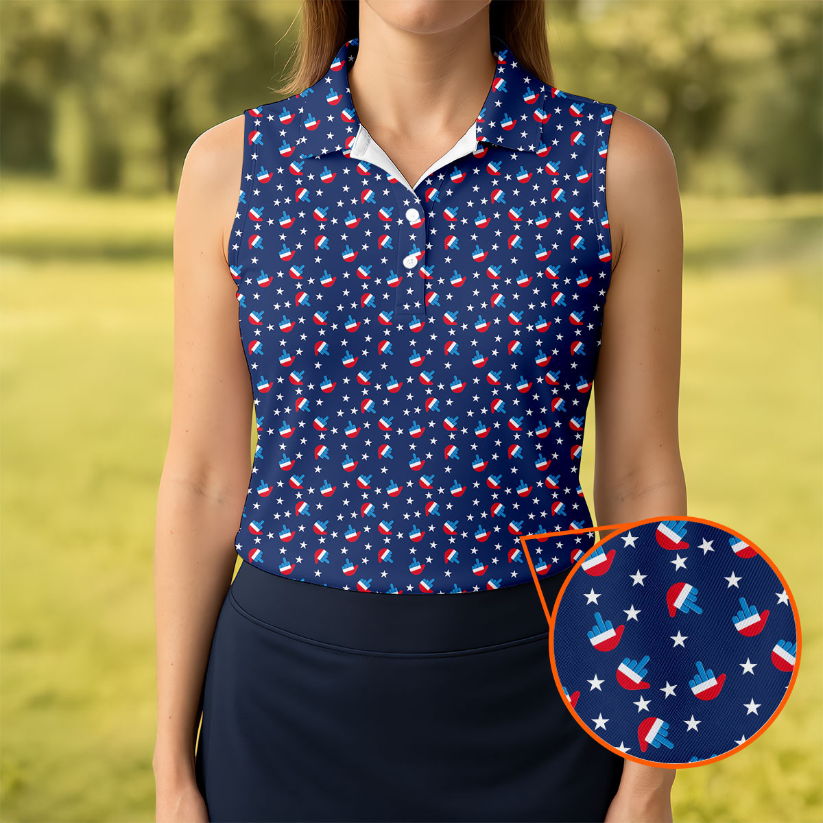 Dirty Finger Sleeveless Polo Shirt 4th Of July Merch Great Mother's Day Patriotic Gifts For Her