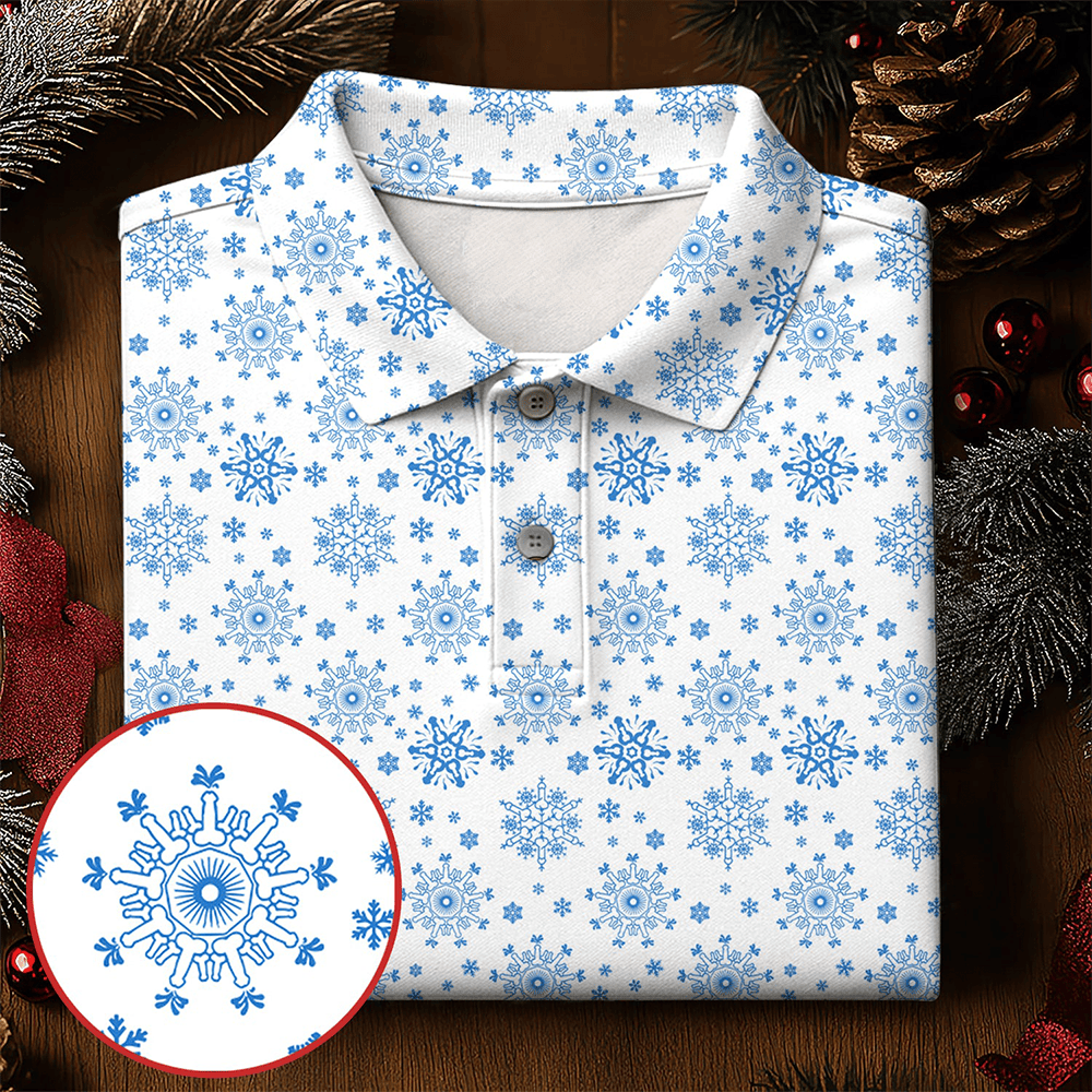Dirty Funny Adult Humor Snowflakes Blue And White Polo Shirt Golf Shirt Xmas Gifts For Him