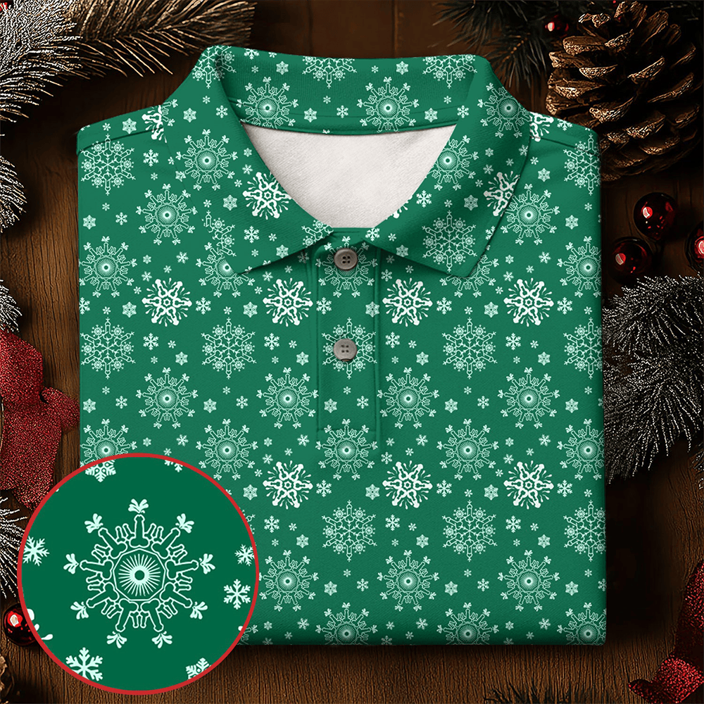 Dirty Funny Adult Humor Snowflakes Green Golf Polo Shirt Funny Adult Christmas Shirt Golfer Gifts