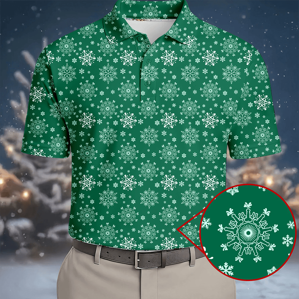Dirty Funny Adult Humor Snowflakes Green Golf Polo Shirt Golf Style Christmas Gifts For Golf Lover