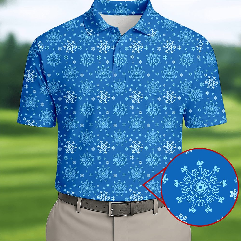 Dirty Funny Adult Humor Snowflakes Xmas Polo Shirt Snowflakes Pattern Golf Shirt For Father