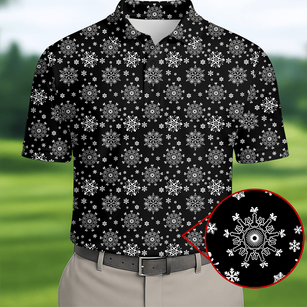 Dirty Funny Adult Humor Snowflakes Xmas Polo Shirt Snowflakes Pattern Golf Shirt For Men