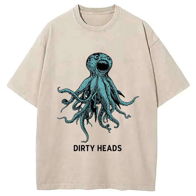 Dirty Heads Blue Octopus Washed T-Shirt Cool Urban Street Style Shirt Gifts For BFF Dirty Heads Blue Octopus Washed T-Shirt Cool Urban Street Style Shirt Gifts For BFF
