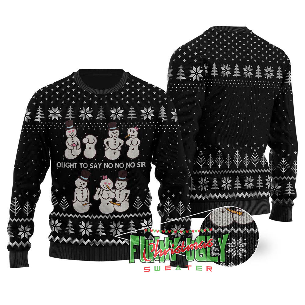 Dirty Snowman Ugly Christmas Sweater Black Cozy Christmas Sweater for Holiday Season