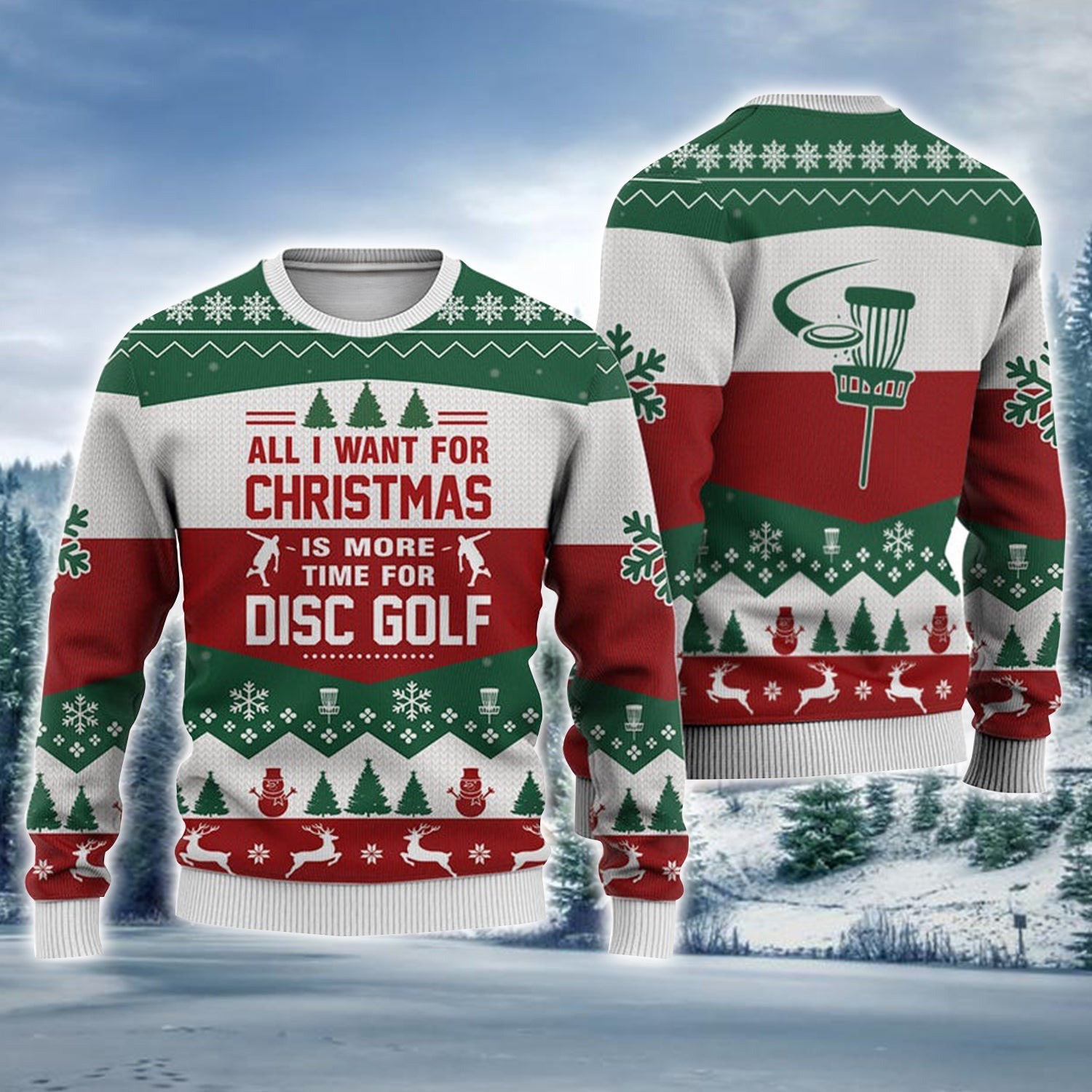 Disc Golf Ugly Christmas Sweater All I Want For Christmas Jumper Gifts For The Disc Golfer