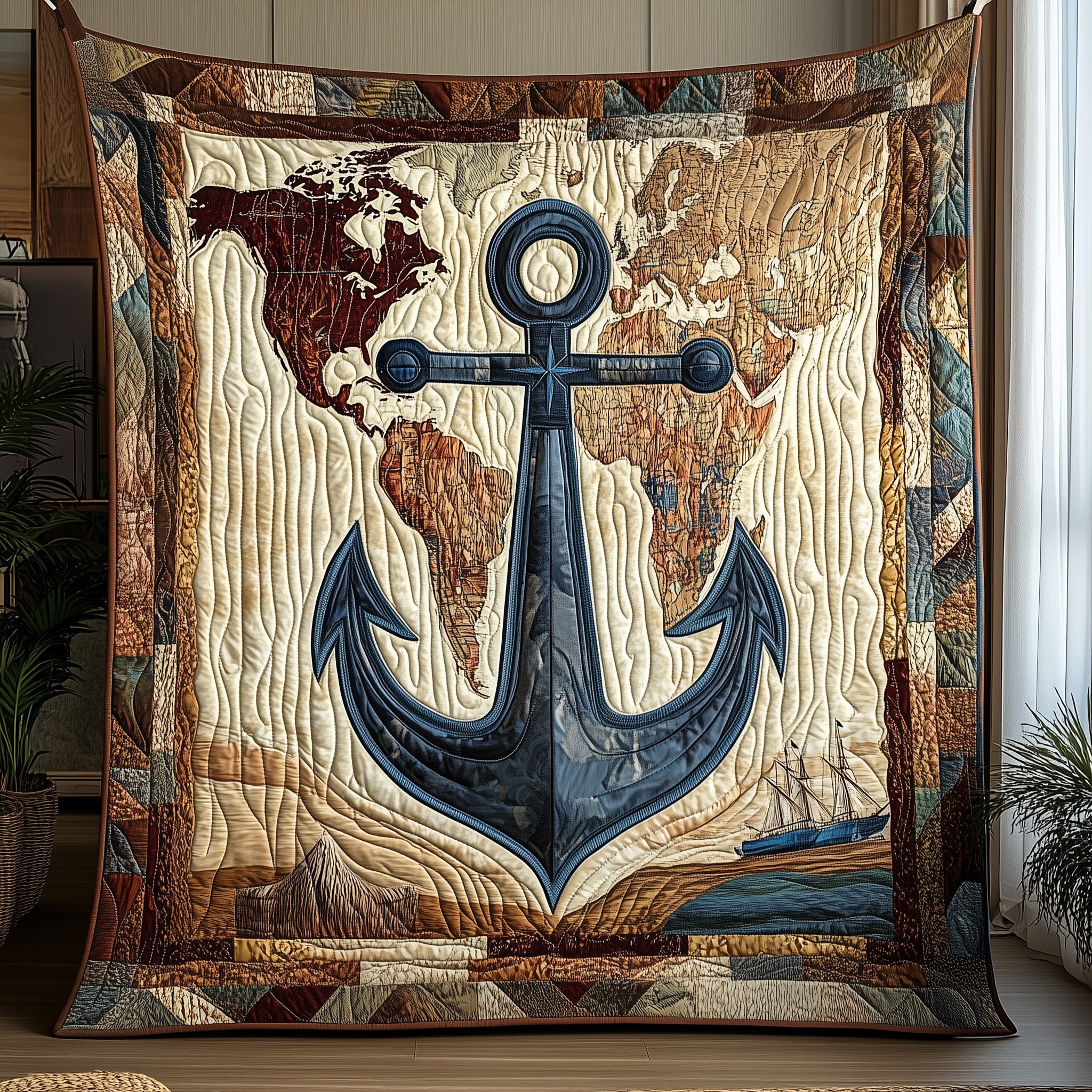 Discovery Anchor Quilted Blanket Sofa Throw BlanketAnchor Gifts For Her