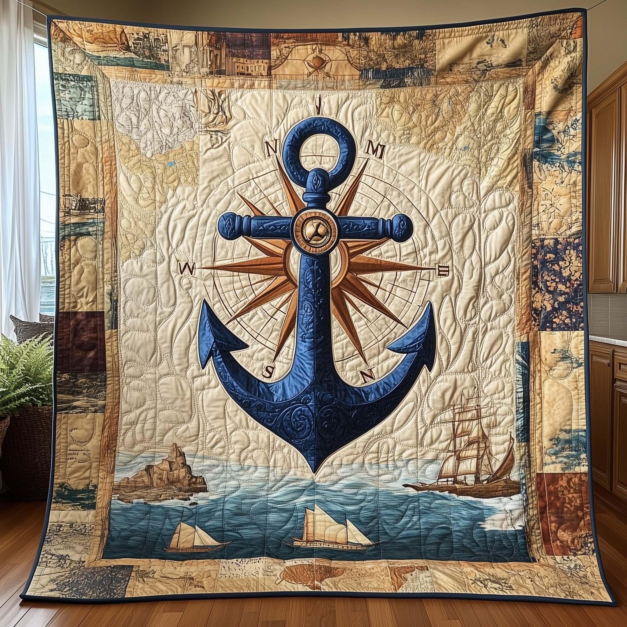 Discovery Anchor Quilted Blanket Sofa Throw BlanketAnchor Gifts For Him