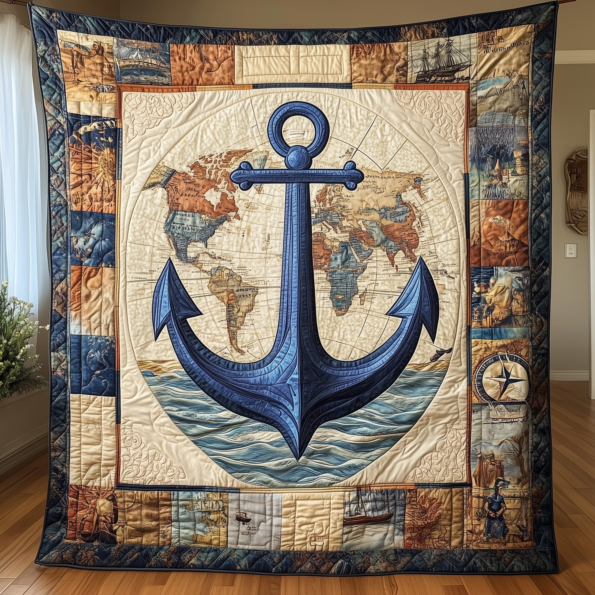 Discovery Anchor Quilted Blanket Sofa Throw BlanketAnchor Gifts For Men