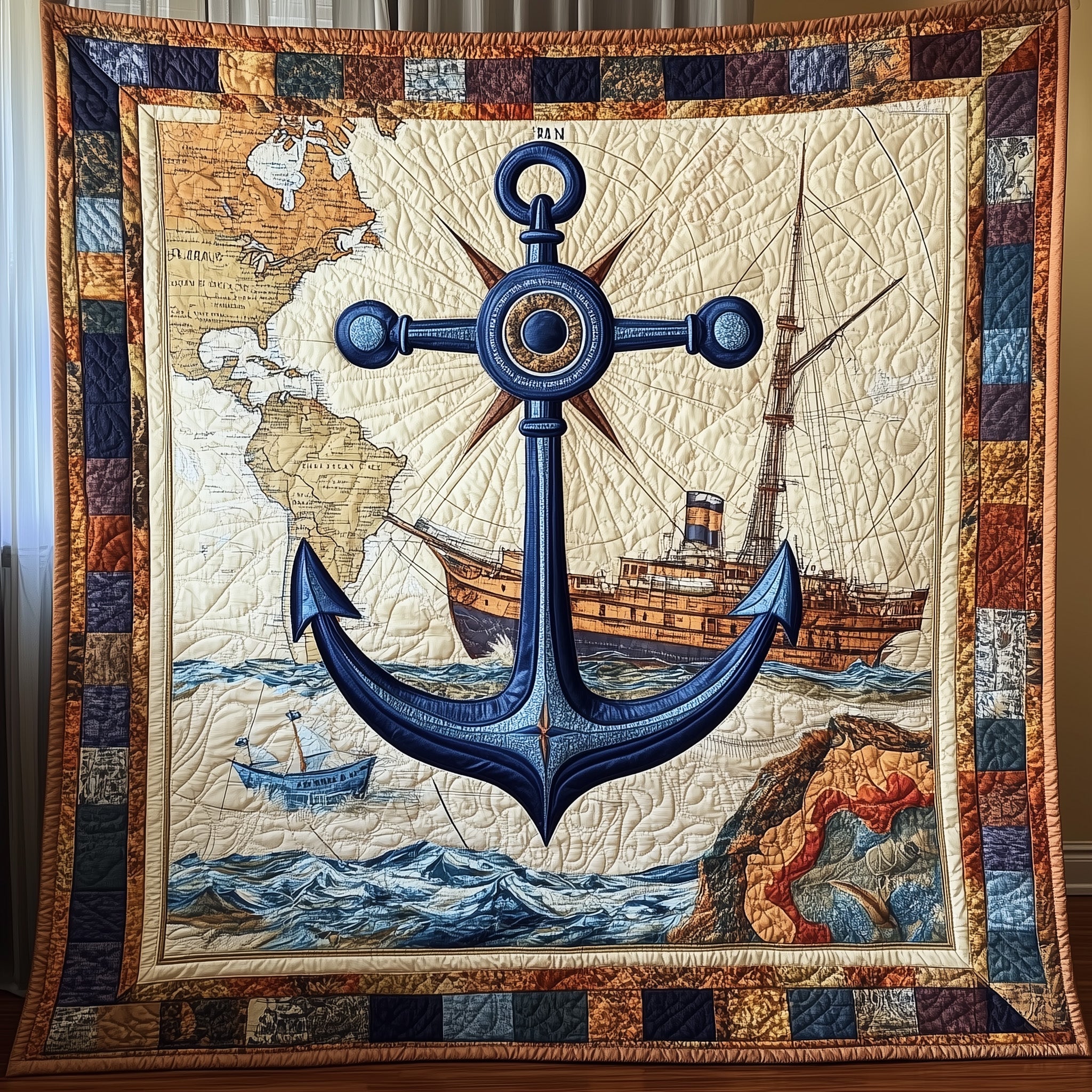 Discovery Anchor Quilted Blanket Sofa Throw BlanketAnchor Related Gifts