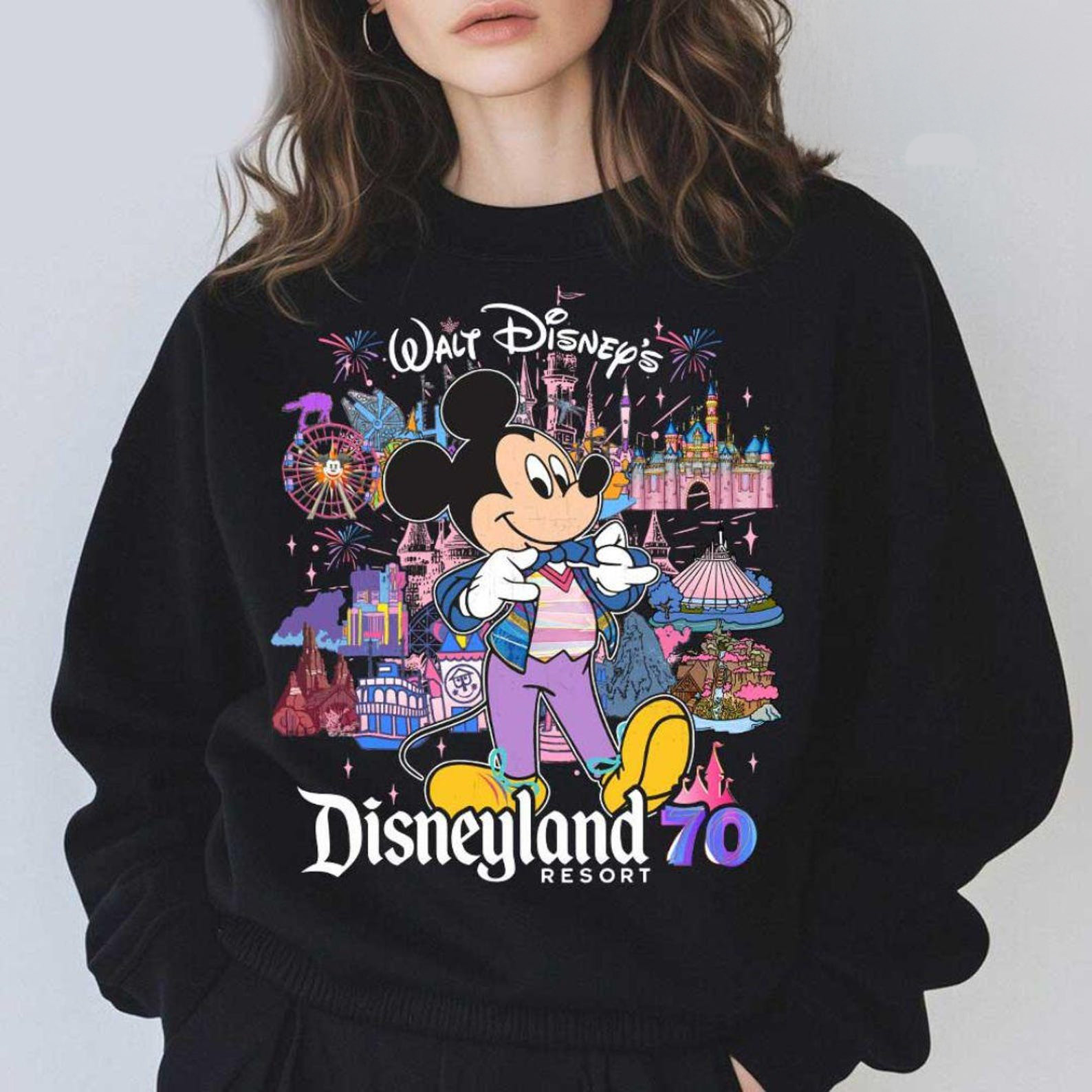Disneyland 70th Anniversary Merch Sweatshirt Mickey Walt Disney's Disneyland Resort Gifts