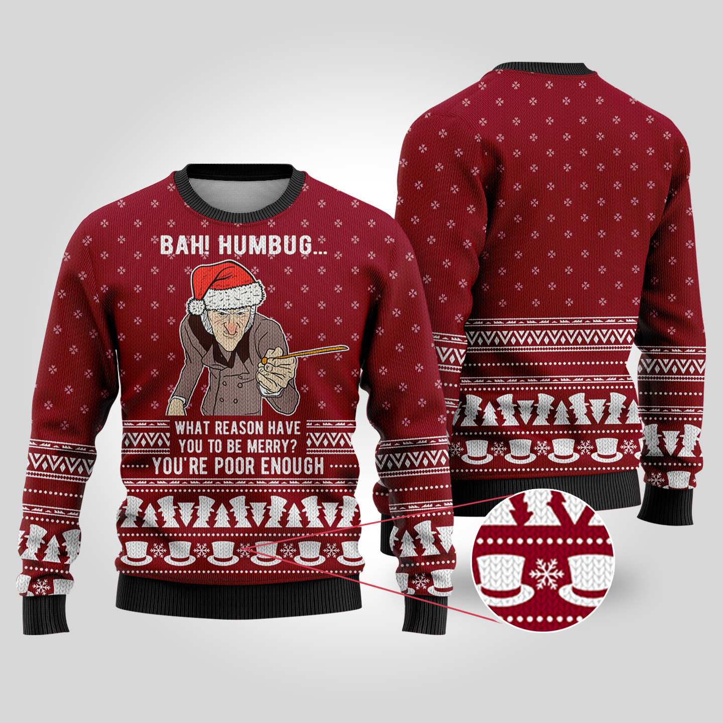 Disneys A Christmas Carol Christmas Sweater Cardinal Red Perfect Gift Sweater for Friends and Family