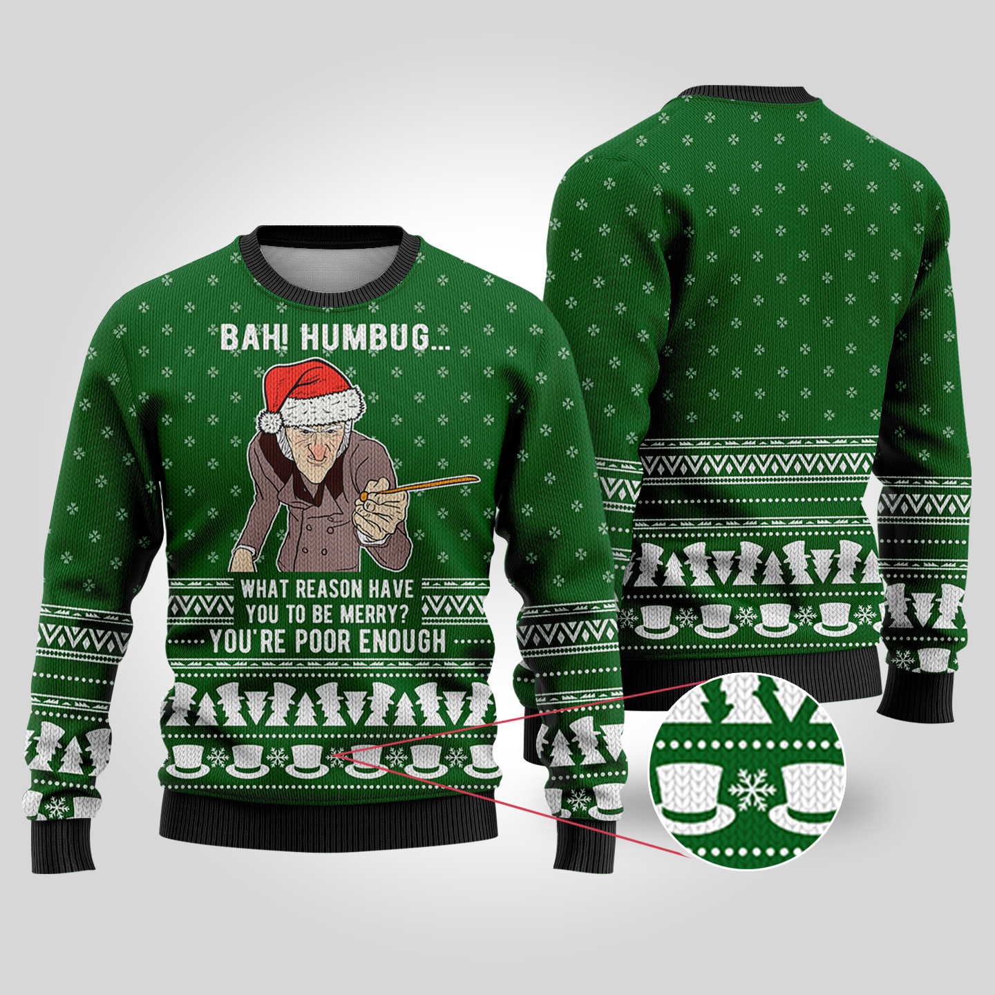 Disneys A Christmas Carol Christmas Sweater Forest Green Trendy Christmas Sweater for Winter Outfits