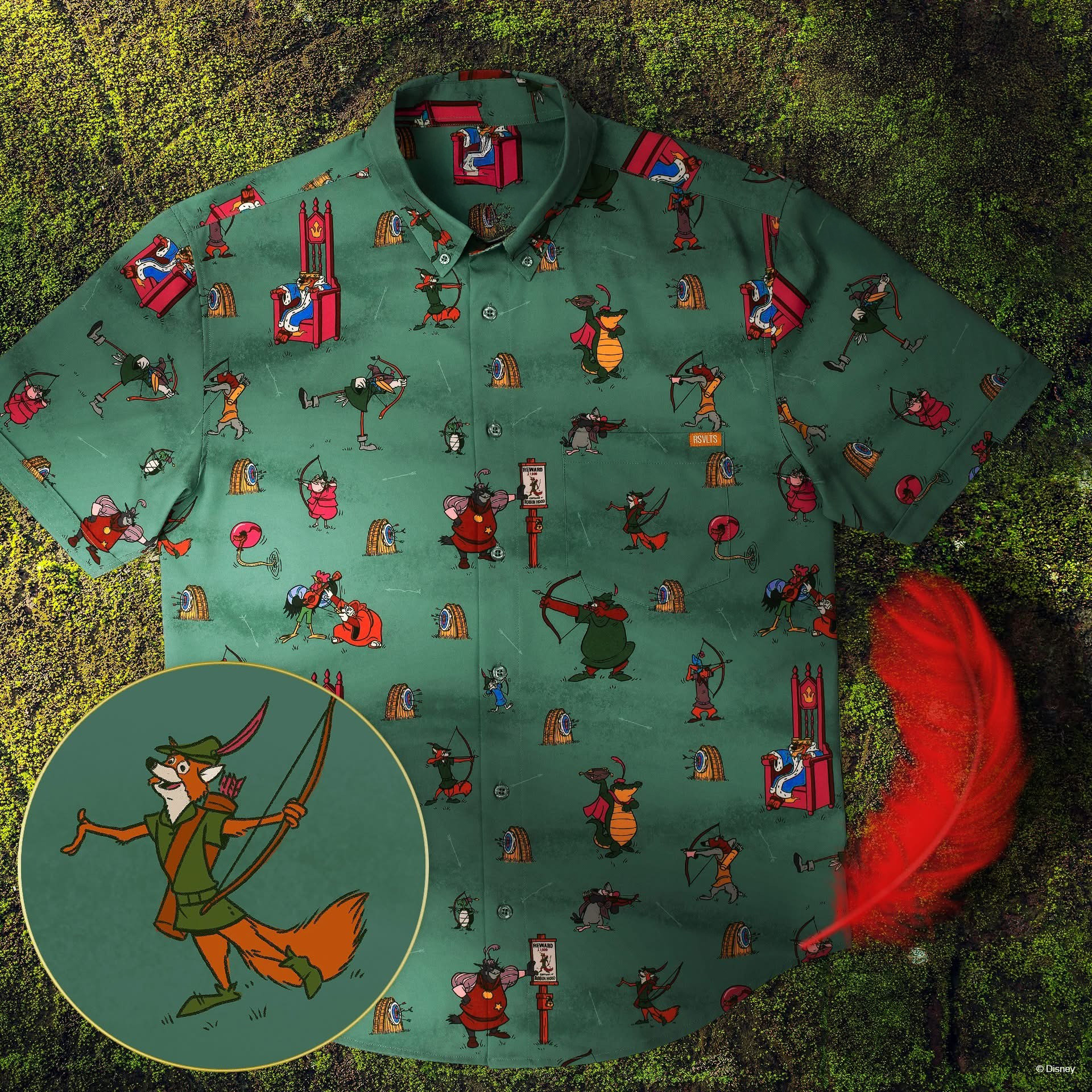 Disney's Robin Hood Short Sleeve Button Up Shirt Clothing Gifts For Fans