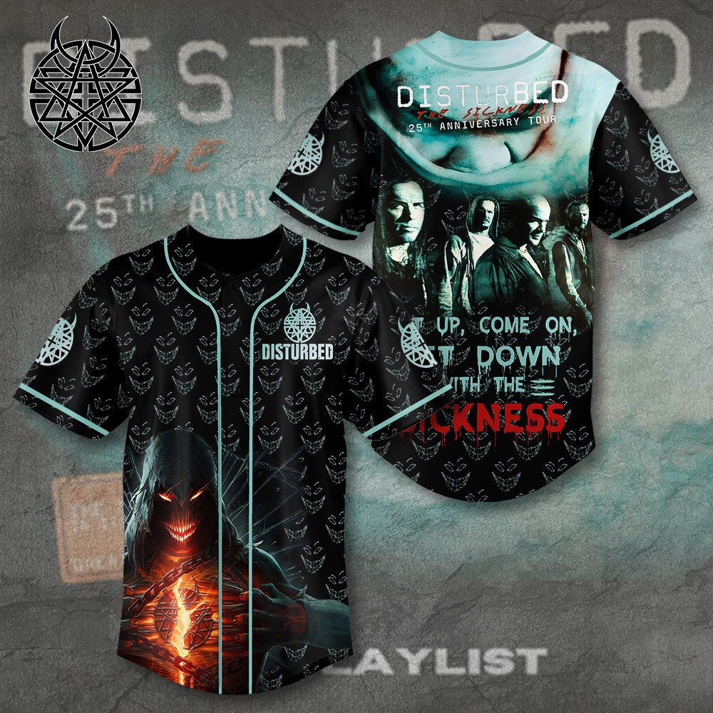 Disturbed 25th Anniversary Tour 2025 Baseball Jersey Gifts For Music Enthusiasts