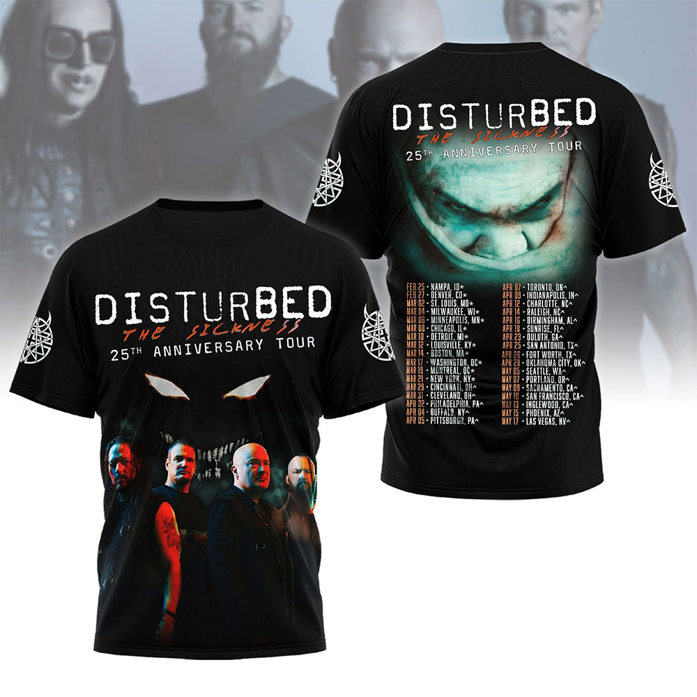 Disturbed Band The Sickness 25Th Anniversary Tour Merch T-Shirt Cool Fan Gifts For Him