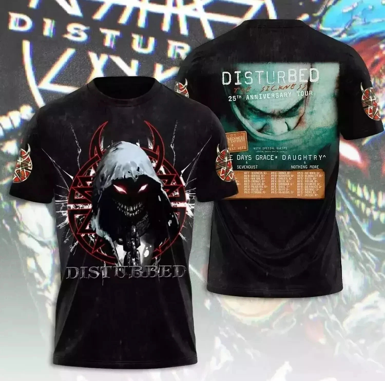 Disturbed The Sickness 25th Anniversary Tour 2025 Shirt Gift For Fans