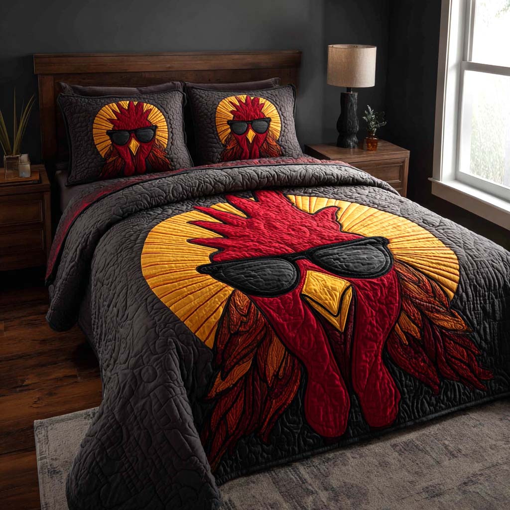 Diva Beak Quilted Bedding Set Christmas Duvet Cover Chicken Christmas Gifts