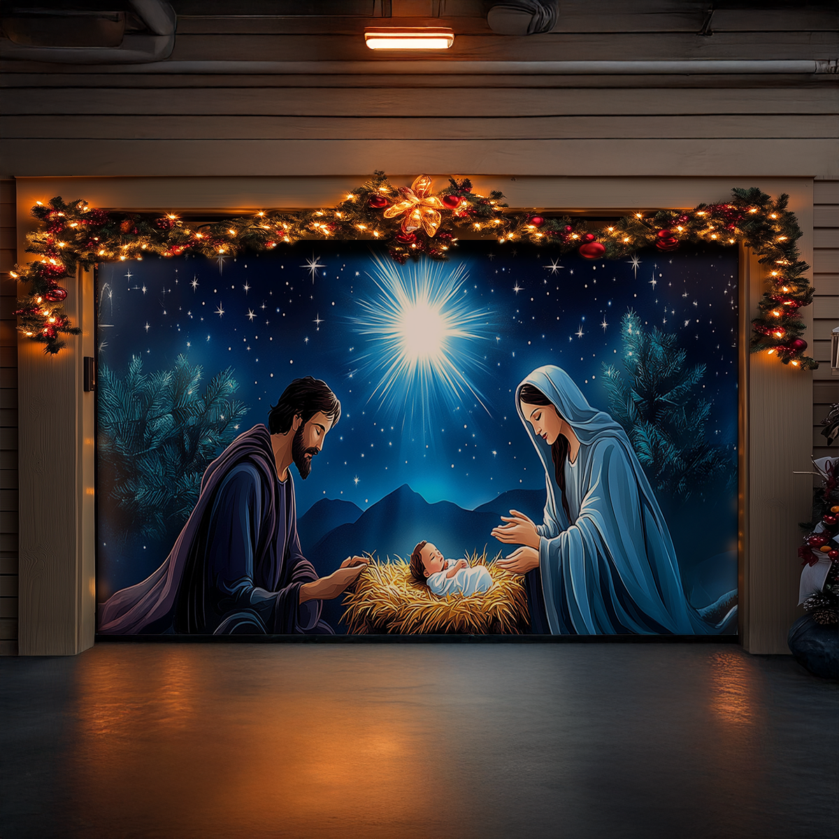 Divine Birth Christmas Garage Door Banner Christmas Home Decor Xmas Gift For Christians