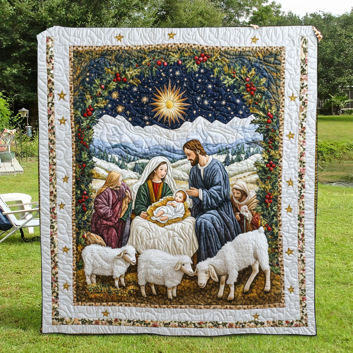 Divine Birth Quilted Blanket Christian Christmas Gifts