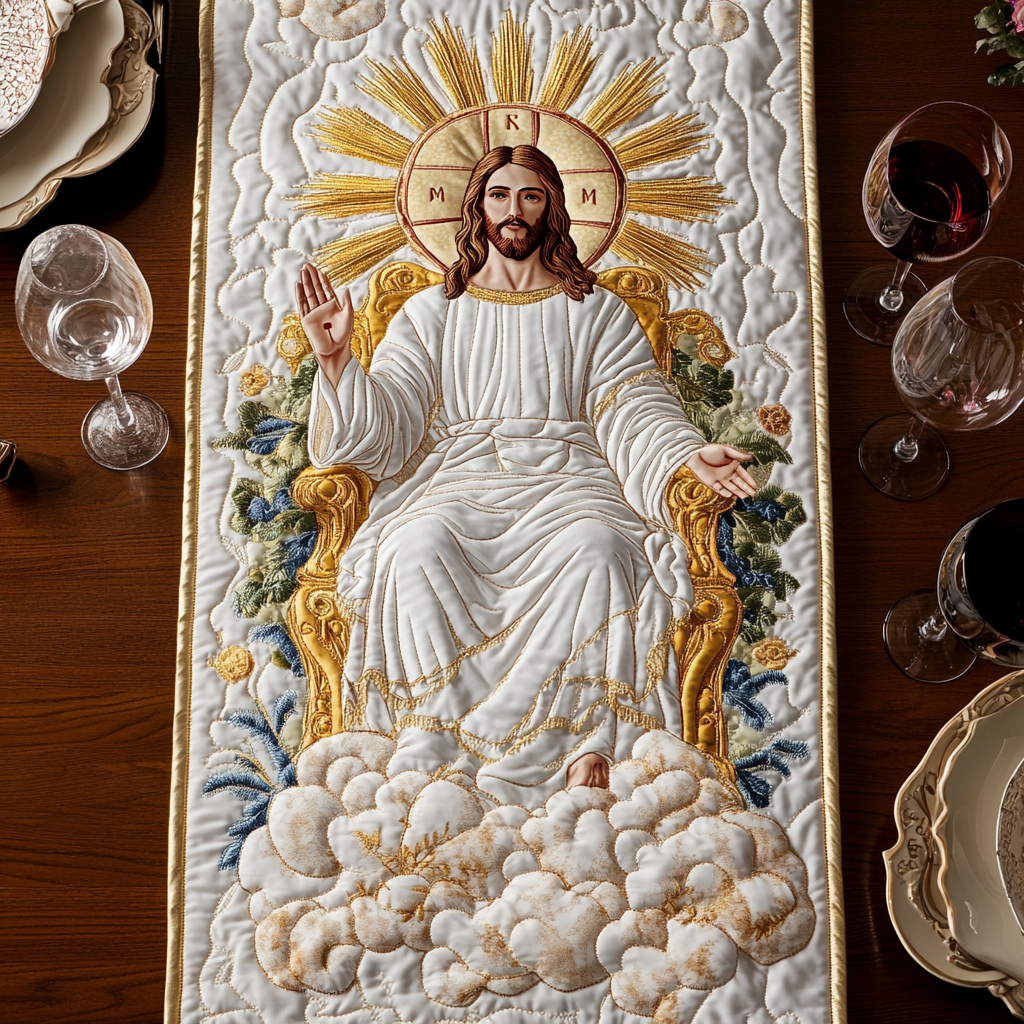 Divine Blessing Quilted Table Runner Christmas Nativity Table Runner Dining Table Xmas Decor
