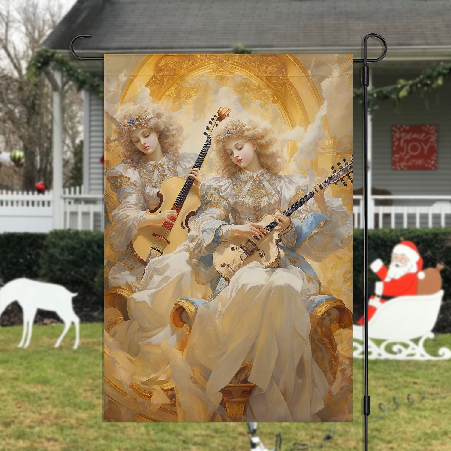 Divine Duet Of The Yuletide Angel Christmas Garden Flag Christmas Decor Gift For Angel Lovers