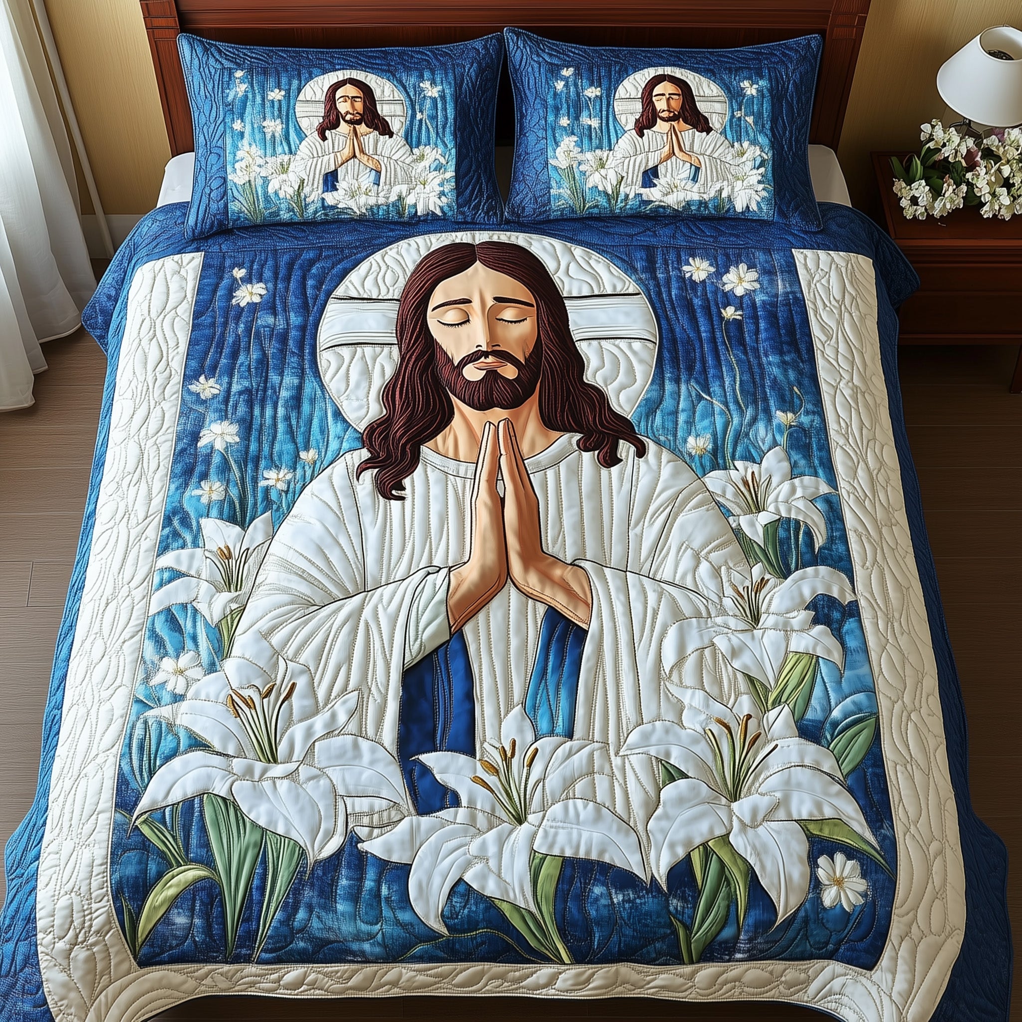 Divine Embrace Quilted Bedding Set Duvet Cover Merchandise Christian Gifts For Boyfriend