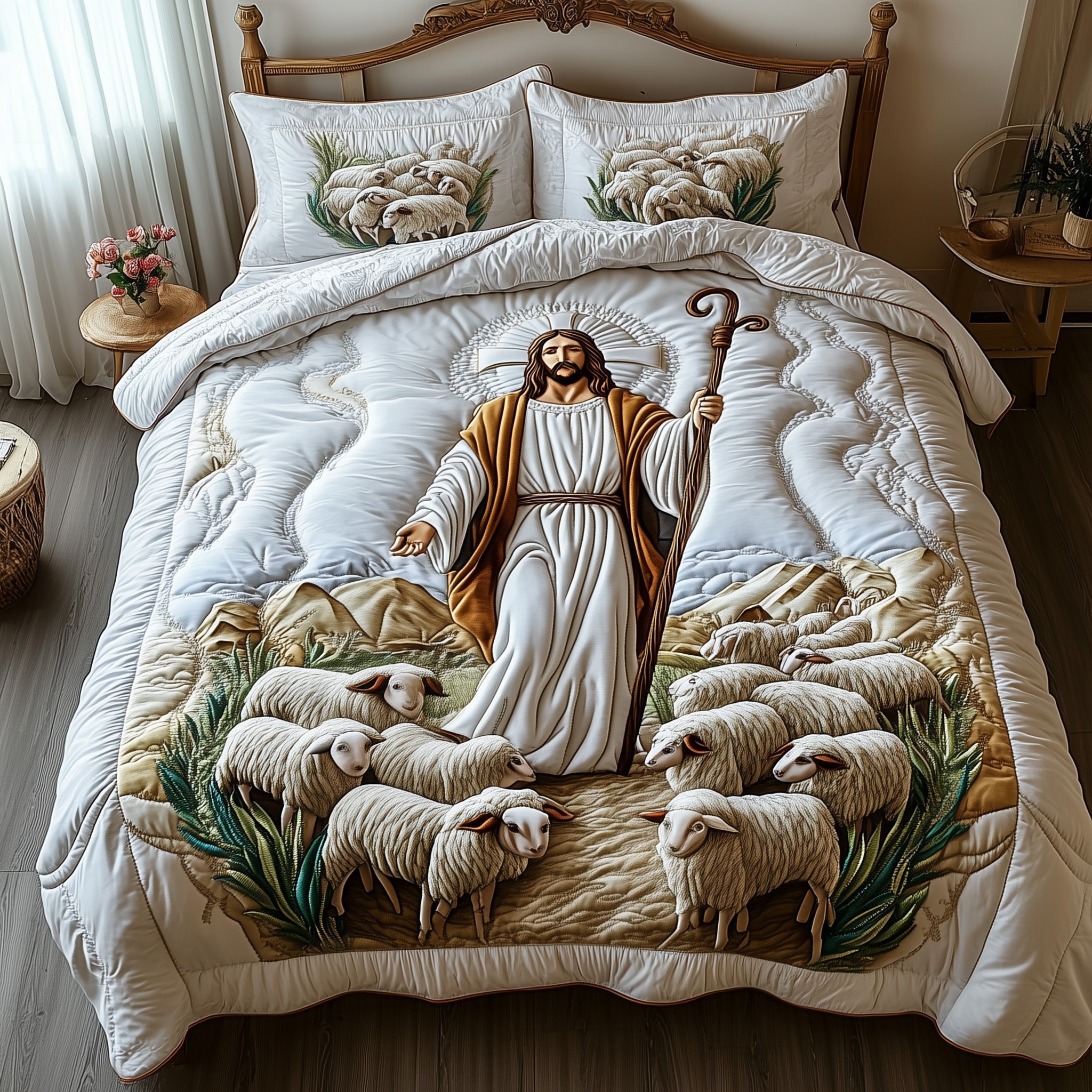 Divine Embrace Quilted Bedding Set Duvet Cover Merchandise Christian Presents For Her