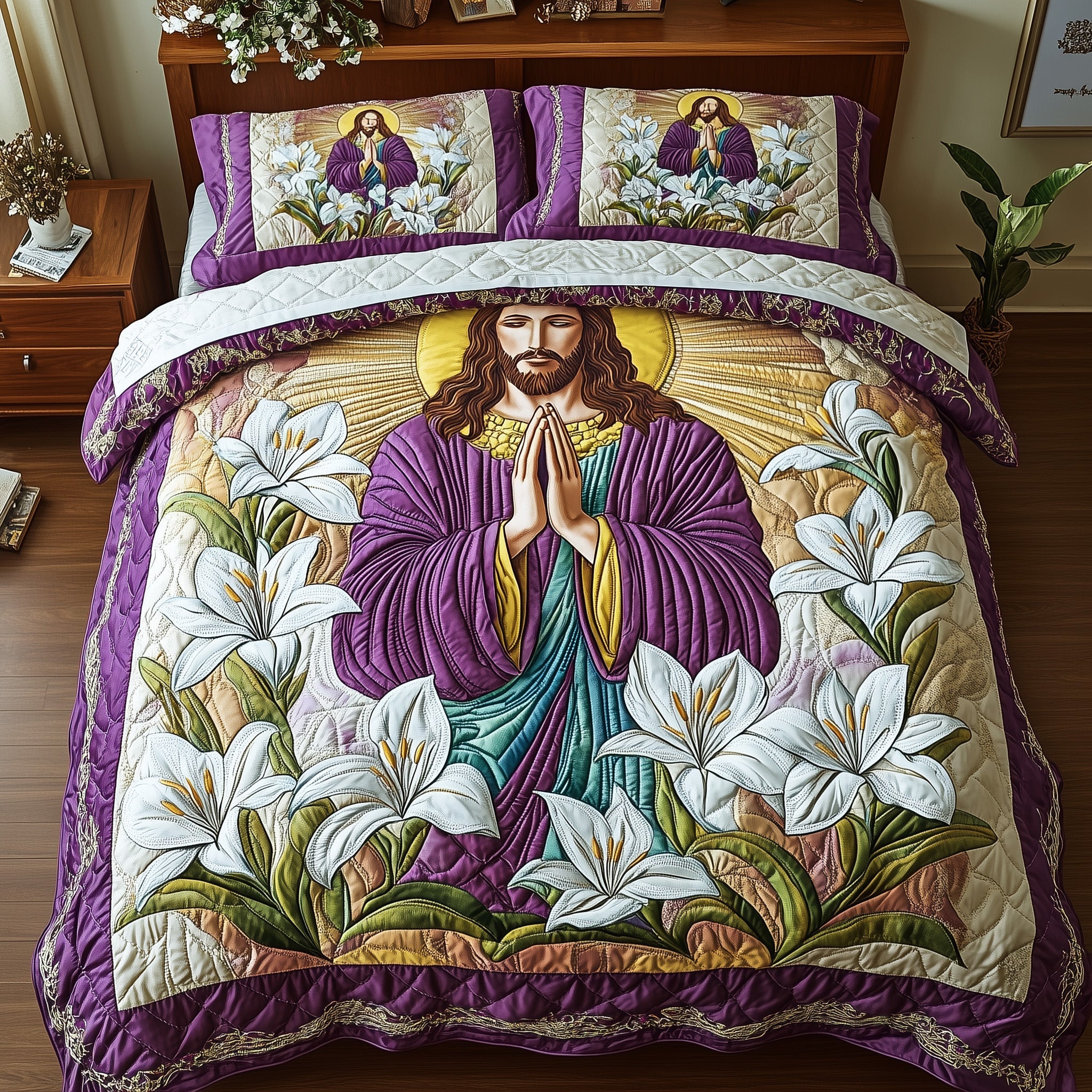 Divine Embrace Quilted Bedding Set Duvet Cover Merchandise Christmas Gifts For Church Members