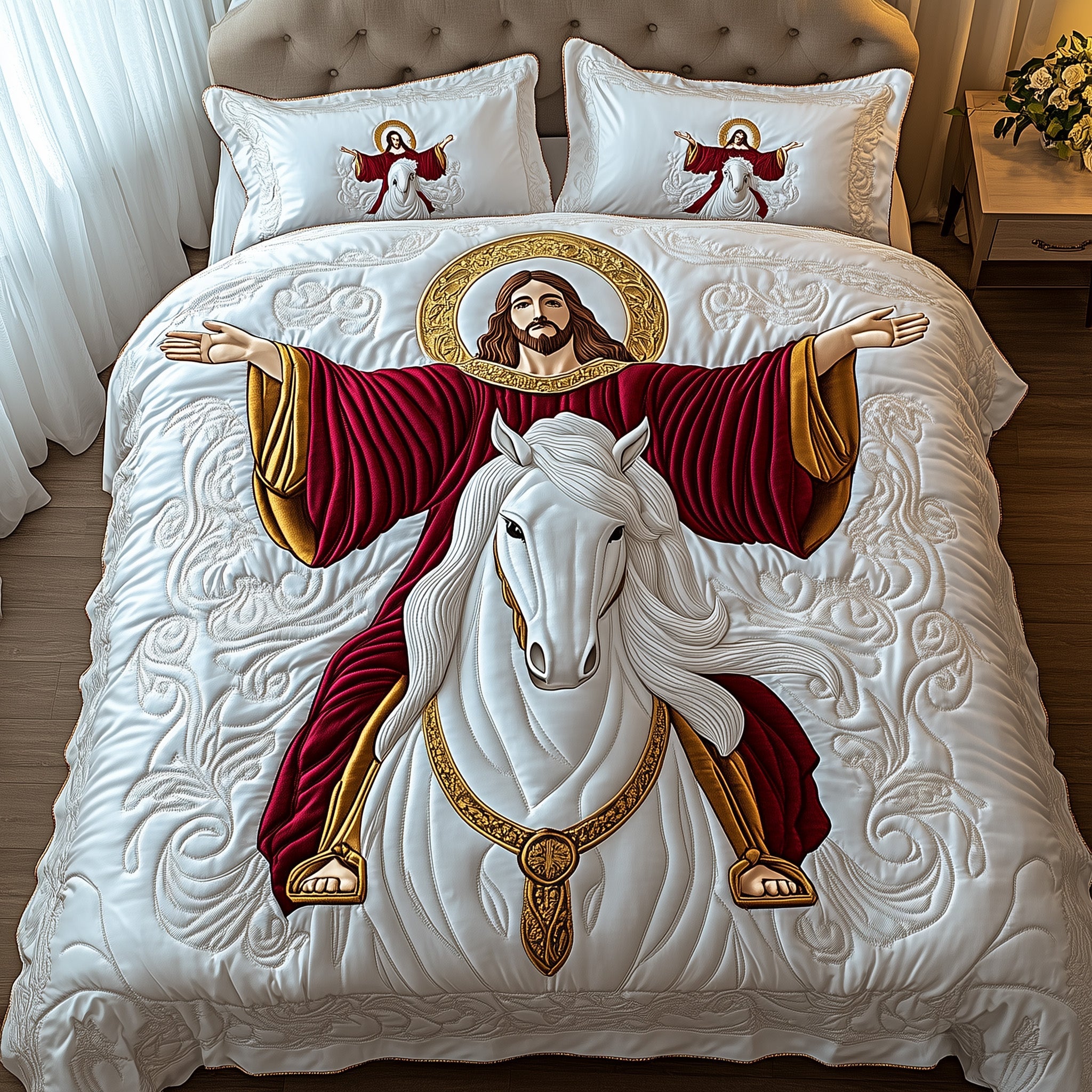Divine Embrace Quilted Bedding Set Duvet Cover Merchandise Gifts For Church Volunteers