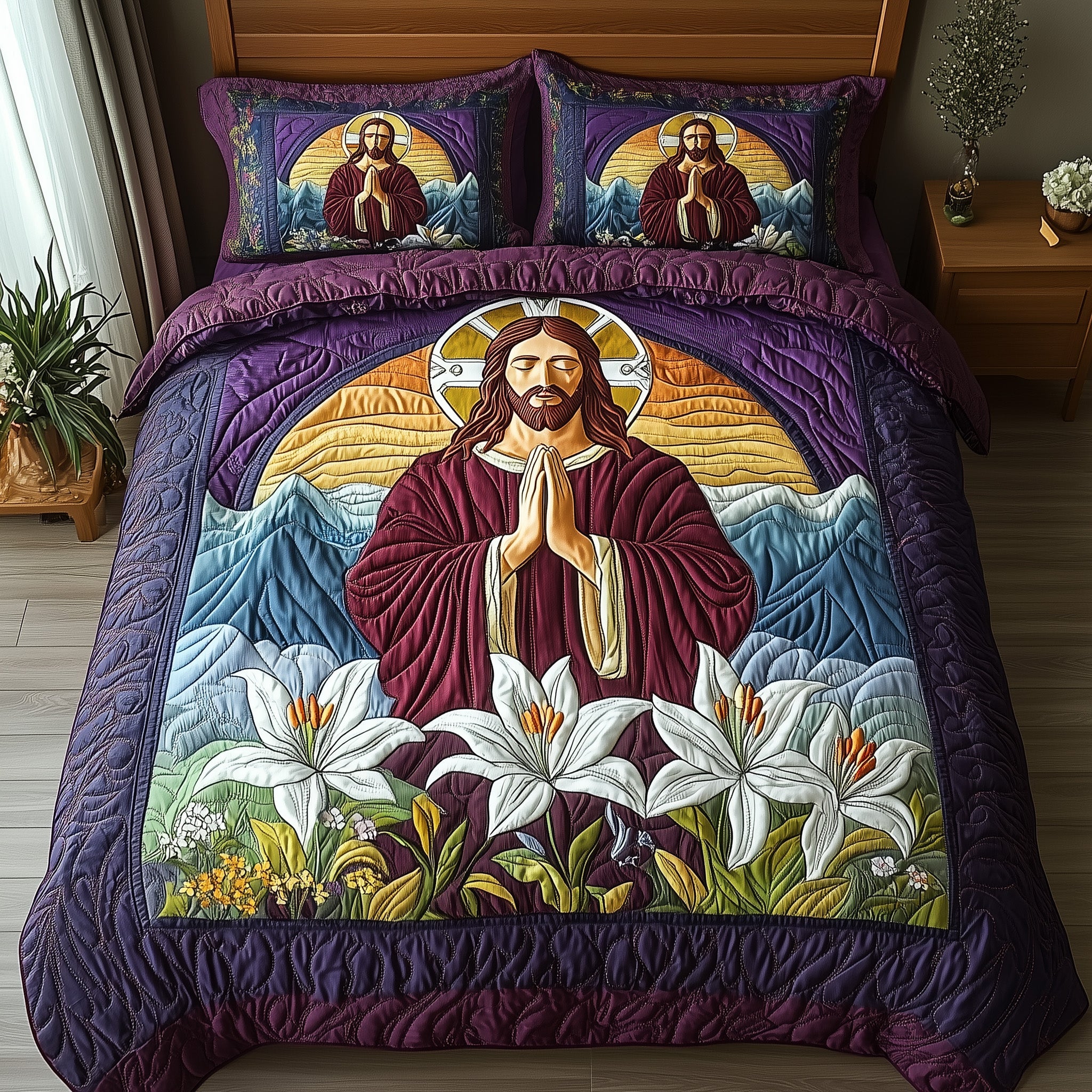 Divine Embrace Quilted Bedding Set Duvet Cover Merchandise Unique Christian Gifts For Him