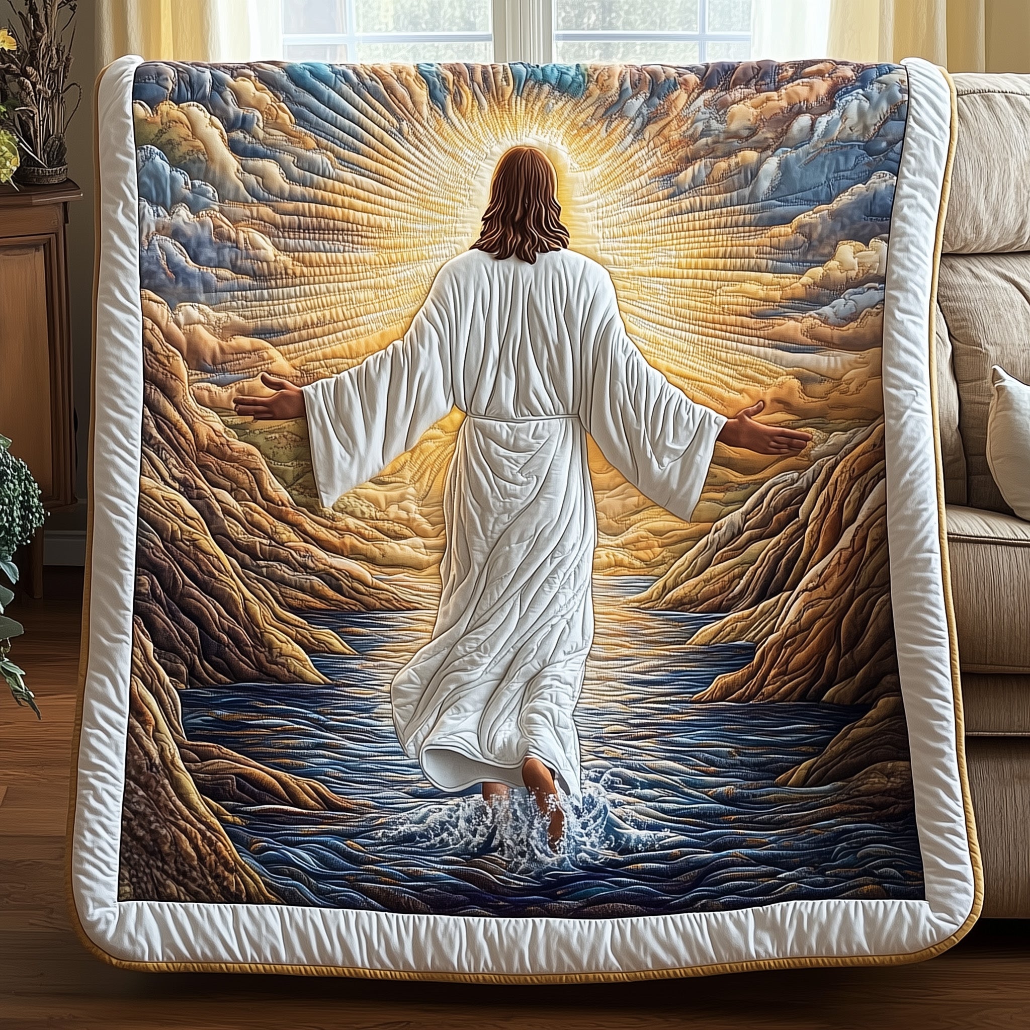 Divine Embrace Quilted Blanket Quilted Blanket Gift for Grandma & Grandpa