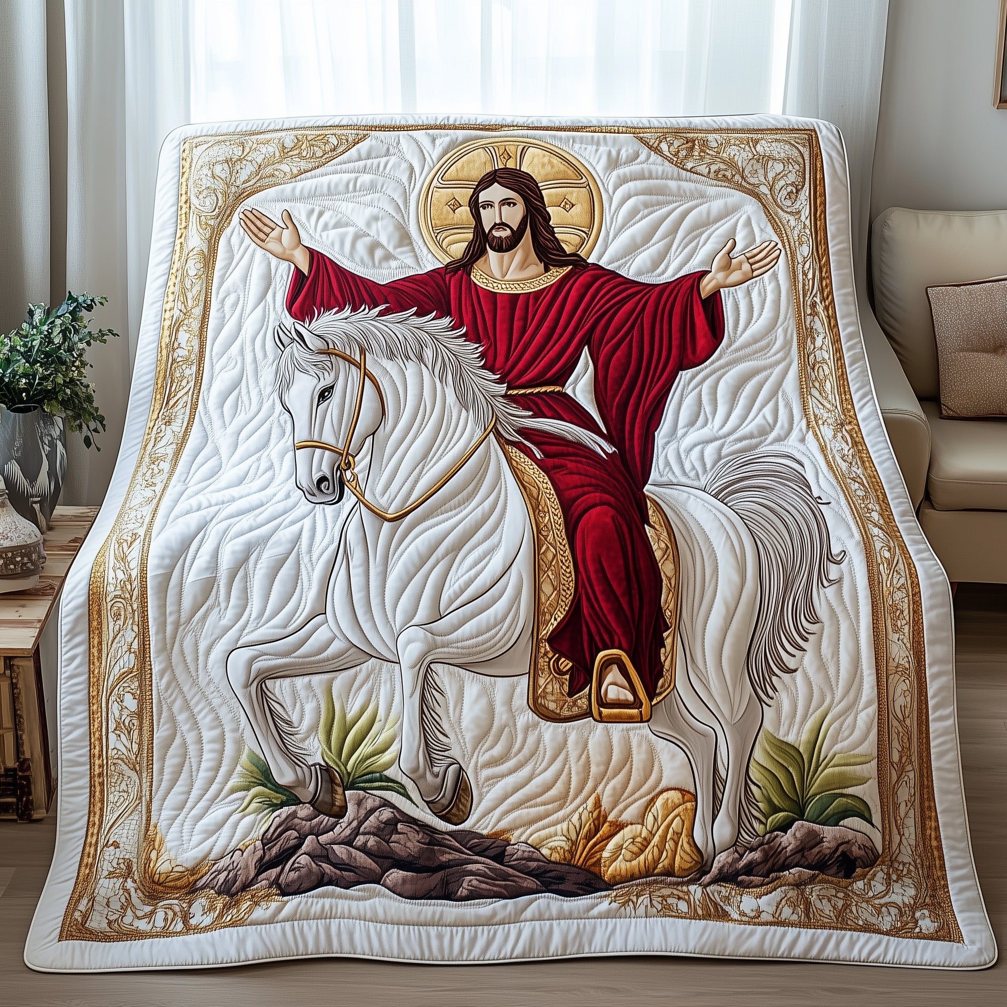 Divine Embrace Quilted Blanket Quilted Throw Blanket Gift for Friends