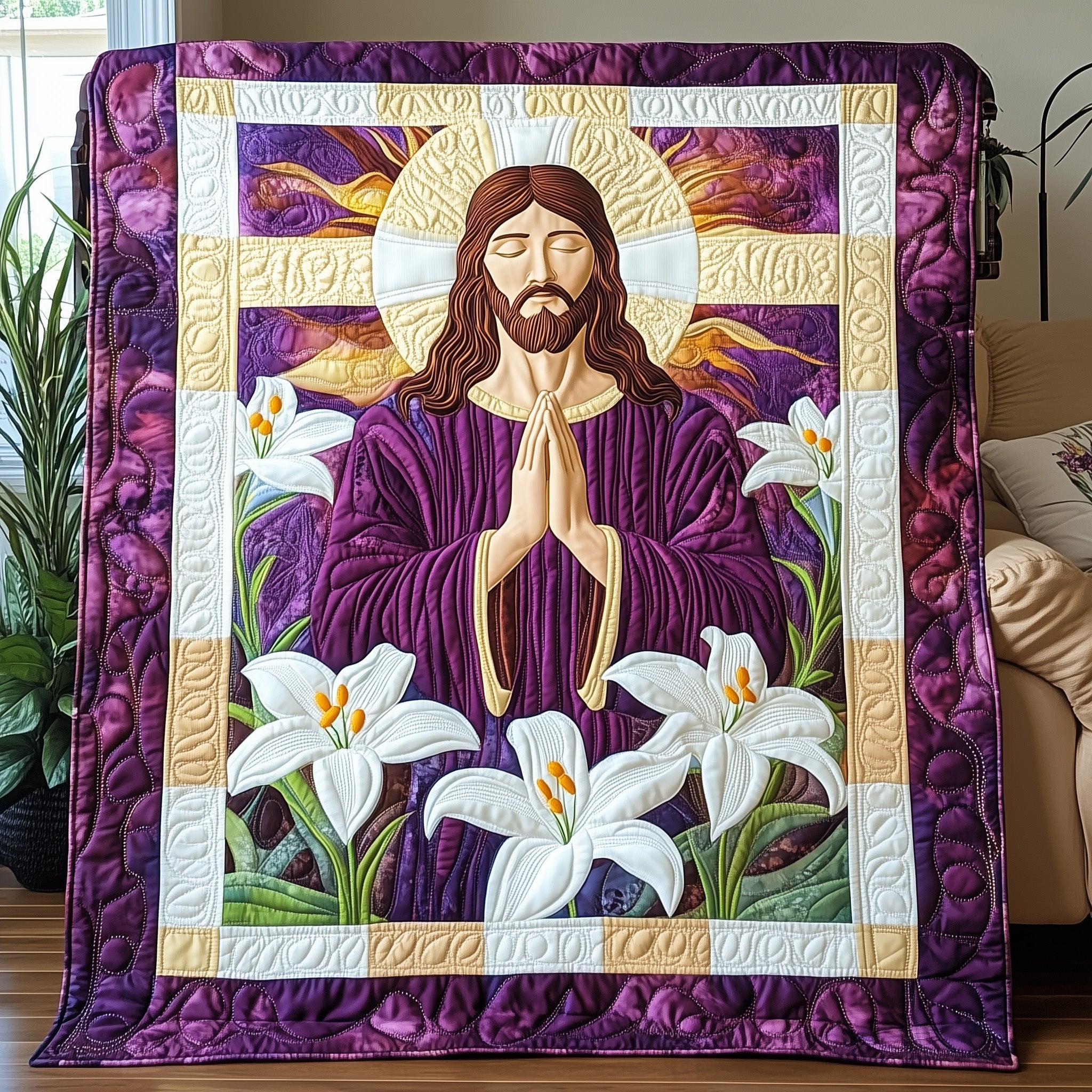 Divine Embrace Quilted Blanket Sofa Throw BlanketJesus Faith Based Gifts For Her