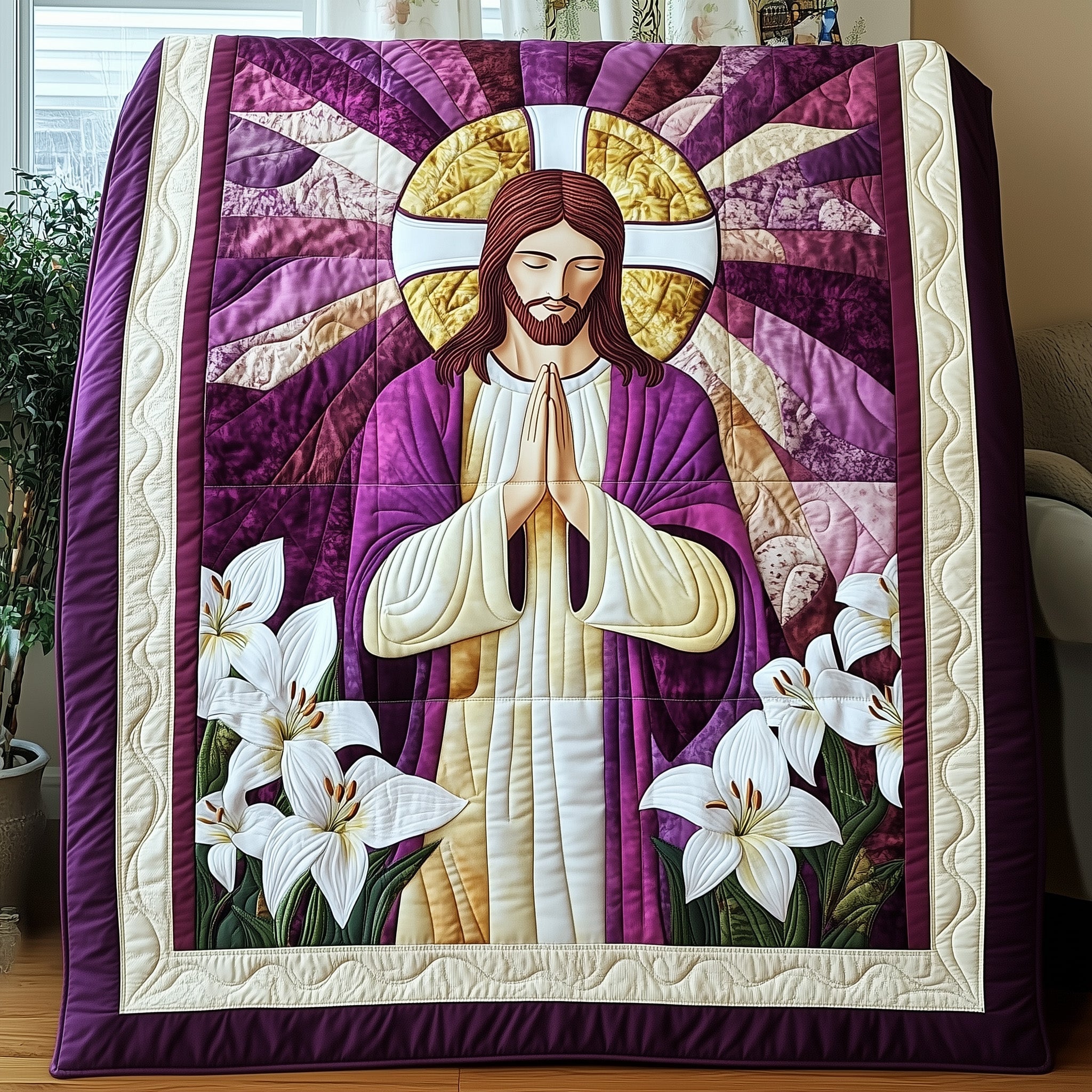 Divine Embrace Quilted Blanket Sofa Throw BlanketJesus Gifts For Religious Man