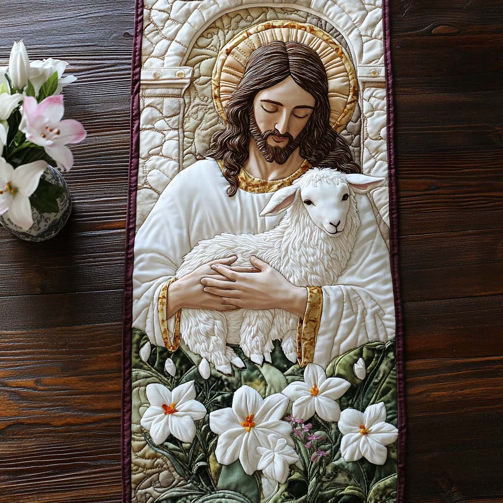 Divine Embrace Quilted Table Runner Christmas Table Runner Decor Best Christian Gifts