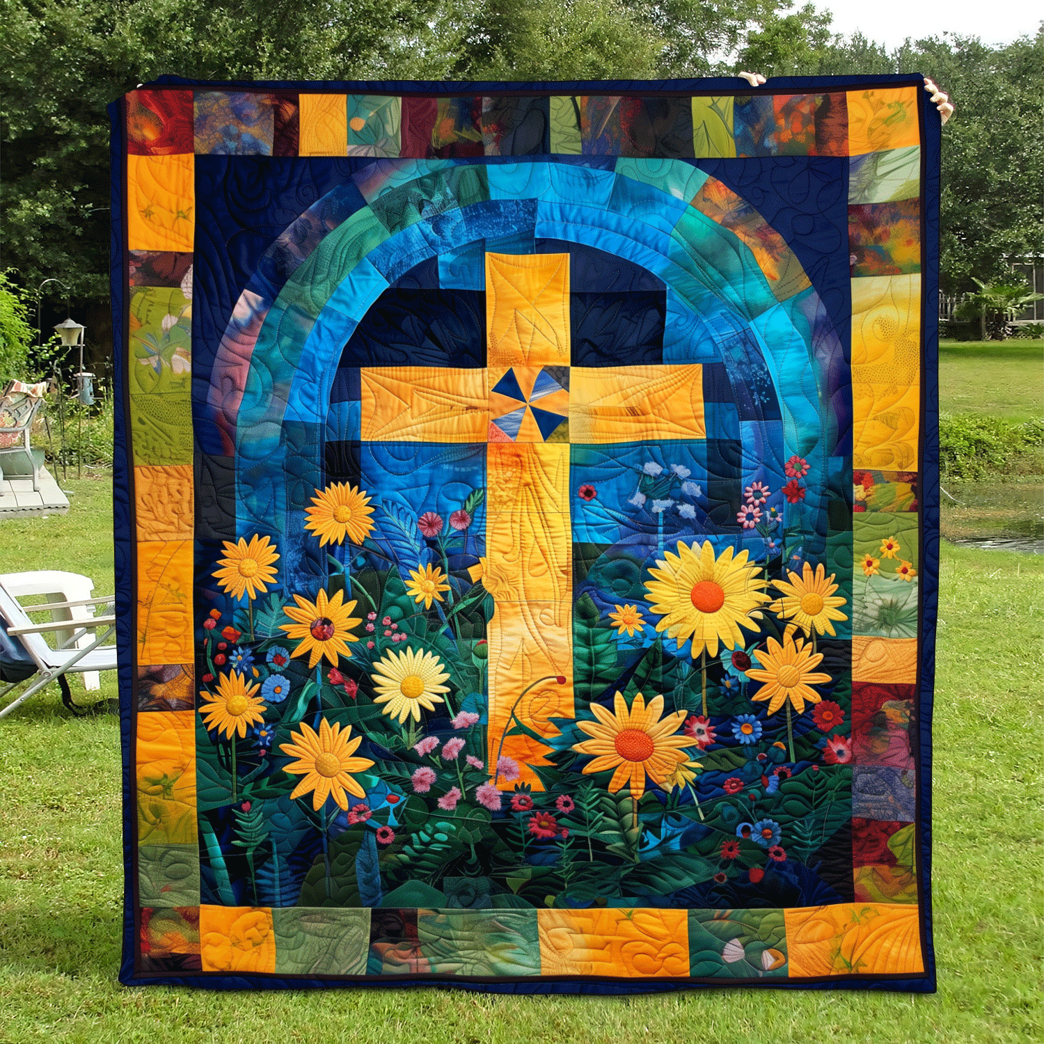 Divine Floral Quilted Blanket Sunflower Gift Items